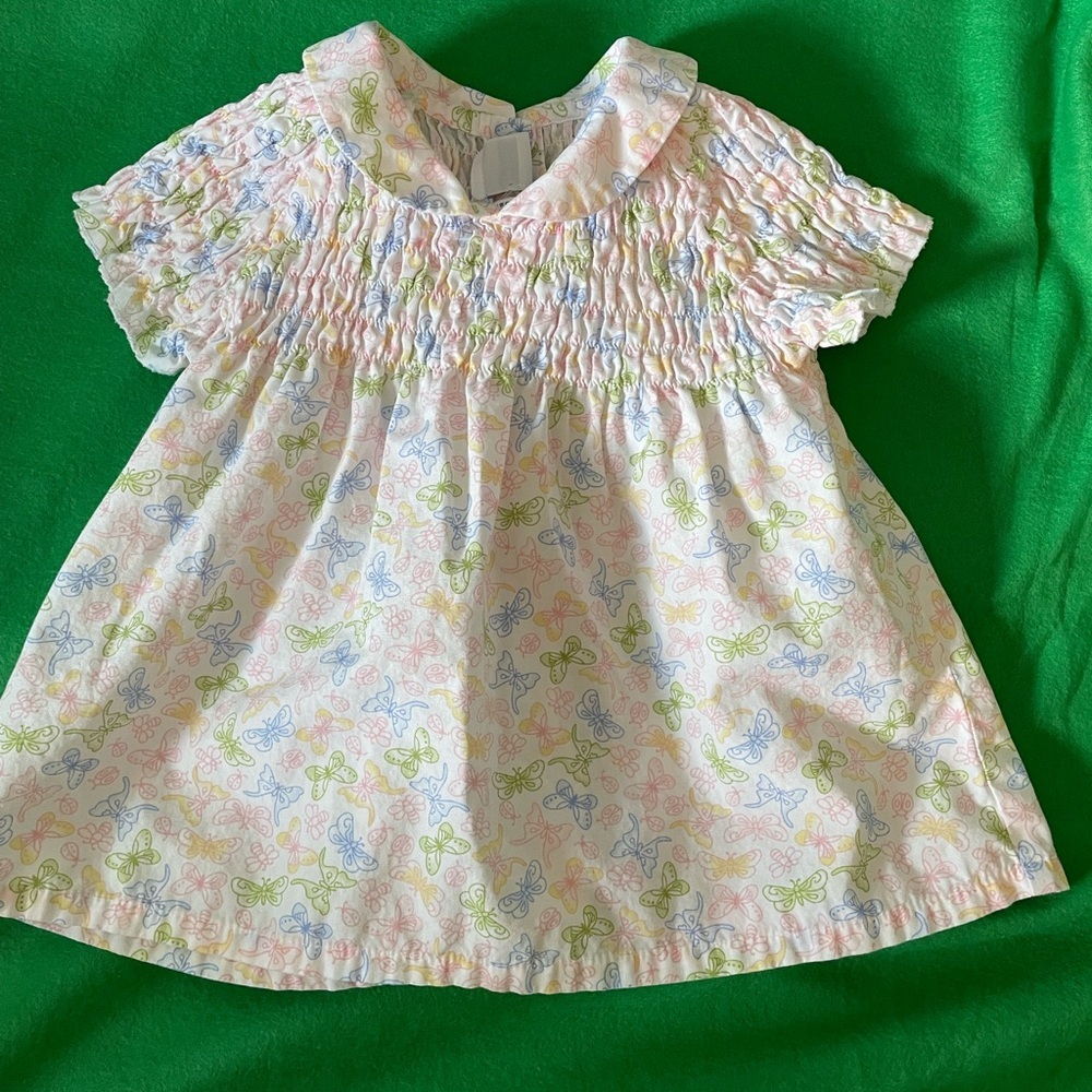 🌸 Talbots Kids 24M Baby Girl Smocked Butterfly Multicolored Collared Dress 🌸